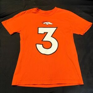 Nike Denver Broncos Russell Wilson 3 Kids Orange Athletic T-Shirt Size M